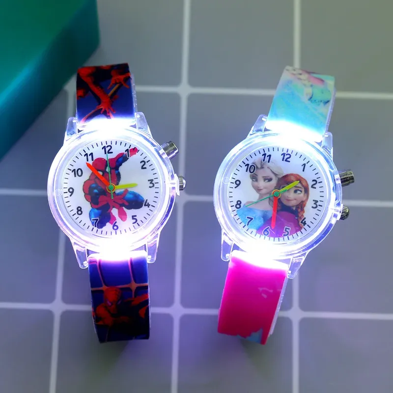 Disney Prinzessin Elsa Kinder Uhren Mädchen Silikon Armband Cartoon Leucht Licht Kinder Armbanduhr Spielzeug Uhr reloj infantil