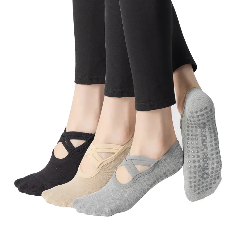 Frauen Anti-slip Bandage Yoga Socken Atmungsaktive Baumwolle Damen Fitness Pilates Indoor Socken Rückenfreie Ballett Tanz Sport für gym