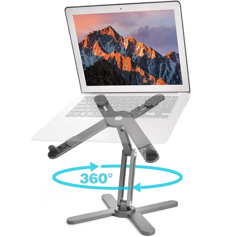 Faltbarer Laptopständer 360° ° Rotation Notebook-Tisch, verstellbarer Halter aus Aluminiumlegierung, tragbare X-Typ-Halterung für 10–17 Zoll Laptop