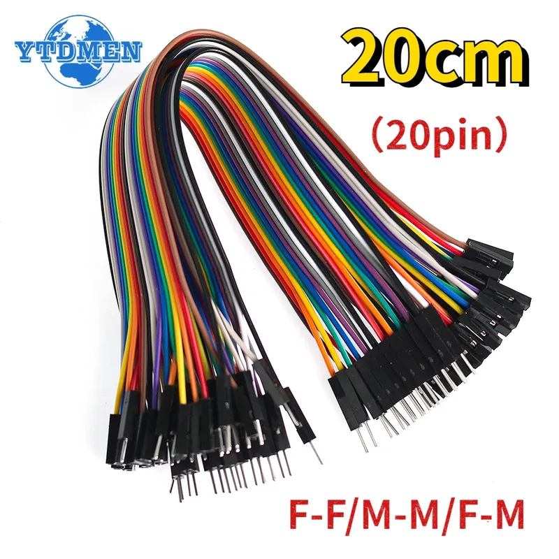 20-poliger Überbrückungsdraht, Dupont-Leitung, 20 cm Stecker auf Stecker + Buchse auf Stecker + Buchse auf Buchse, Dupont-Kabel, für Arduino DIY-Elektronik-Kit
