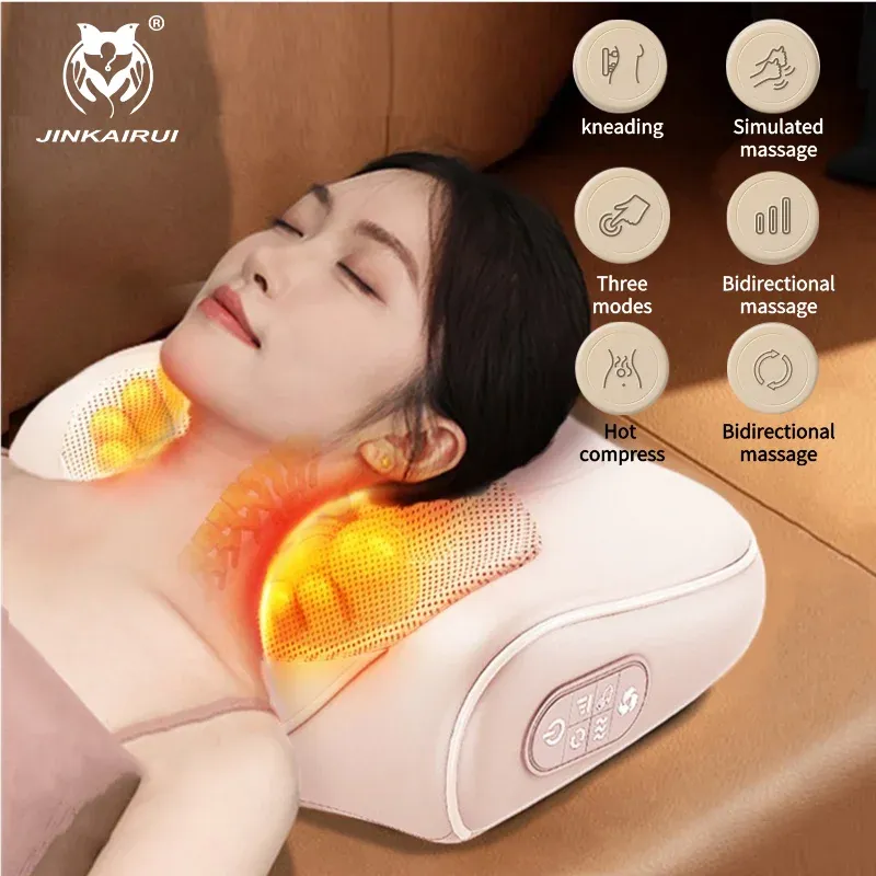 Jinkairui Nackenmassagekissen, Nackenmassagegerät, Taille, Rücken, Schulter, Shiatsu, geknetet, multifunktional, heiße Kompresse, Entspannungsgeschenk