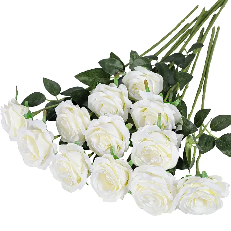 12 Stück realistischer künstlicher Rosenstrauß für Hochzeiten, Geburtstage und mehr für Blumenarrangements und Heimdekoration
