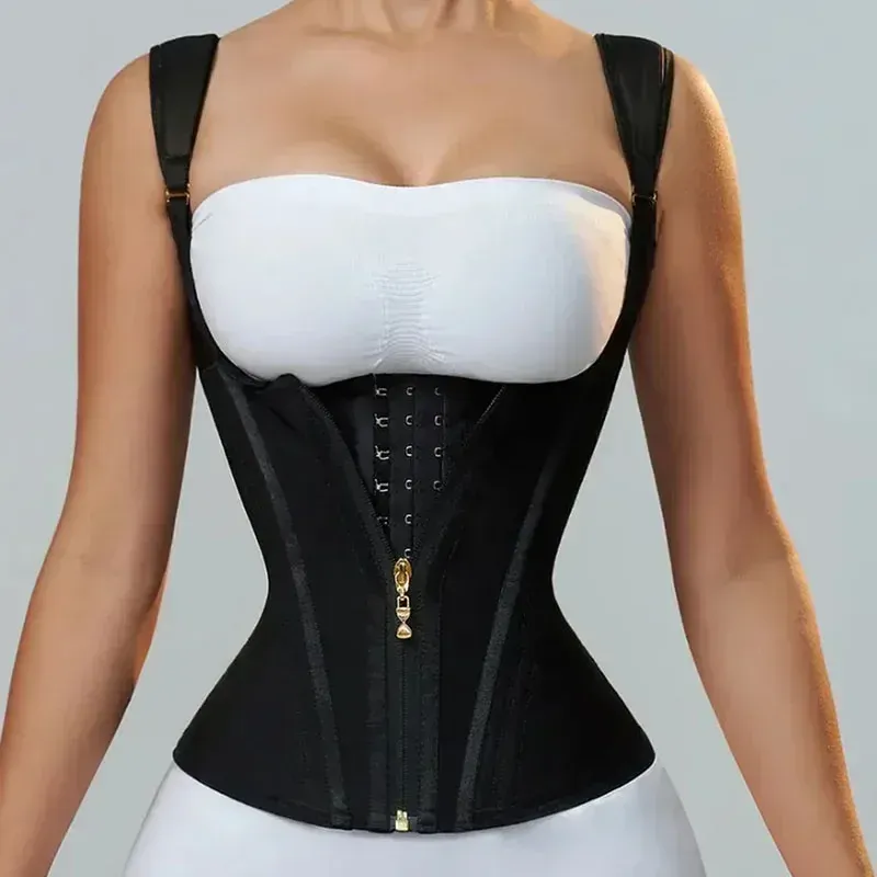 Fajas Colombianas Body Shaper Shapewear Damen Weste Tops Doppelte Kompression Taille Trainer Korsett Verstellbarer Reißverschluss und Hakenögen