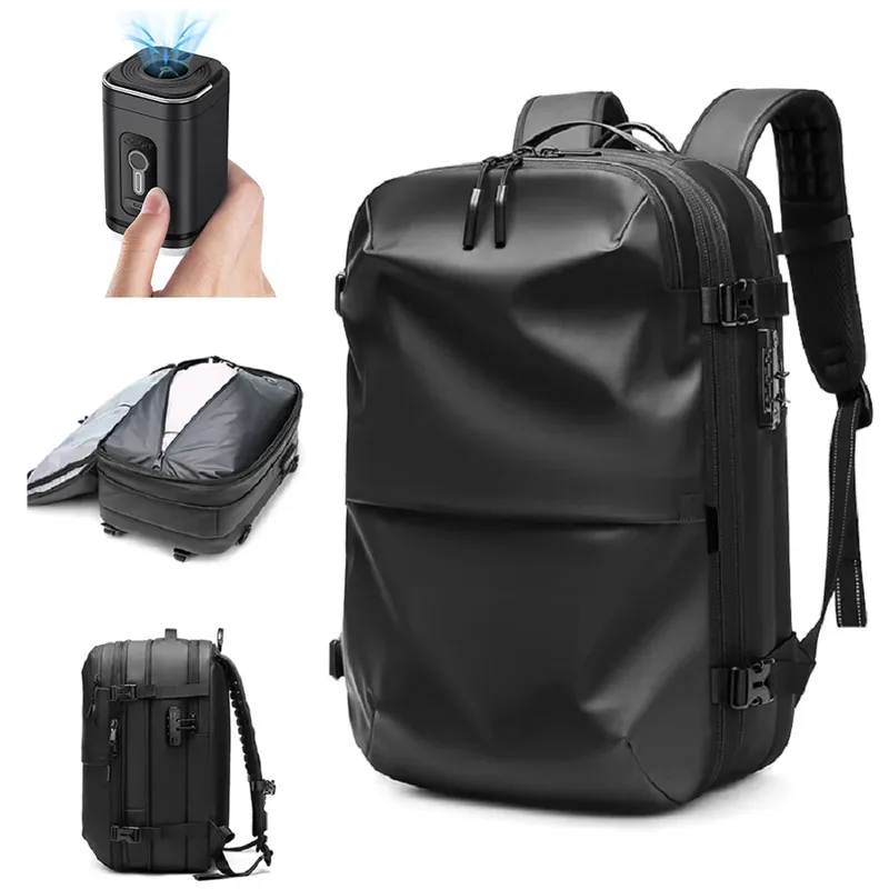 Männer Reiserucksack Vakuumkompression 17-Zoll-Laptop-Rucksack Business Schulrucksack mit großer Kapazität Erweiterter Wanderrucksack