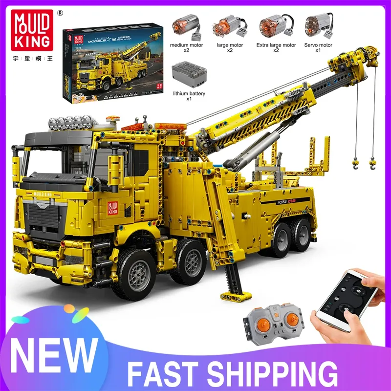 MOLD KING 17028, technisches Auto, Spielzeug, APP und RC, motorisierter Feuerrettungswagen, Modell, Montage, Baustein, Ziegel, Kinder, Weihnachtsgeschenk