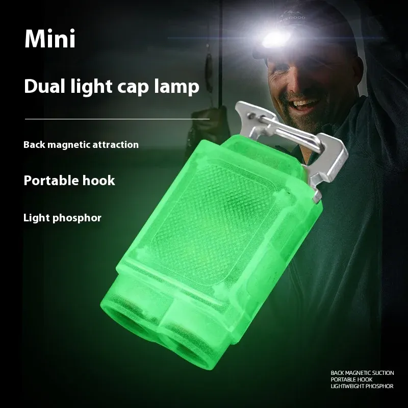 Mini Edc Schlüssel bund Licht fluor zierende Taschenlampe 6 Modi Magnet hut Lampe Camping Wandern Dual Lichtquelle tragbare Taschen lampe