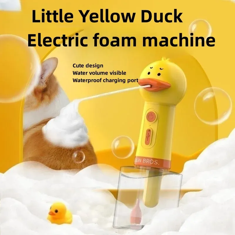 Gelbe Ente Haustier Reinigung Baden Elektrische Schaum Maschine USB Lade Automatische Seife Spender Schaum Maschine Haustier Zubehör