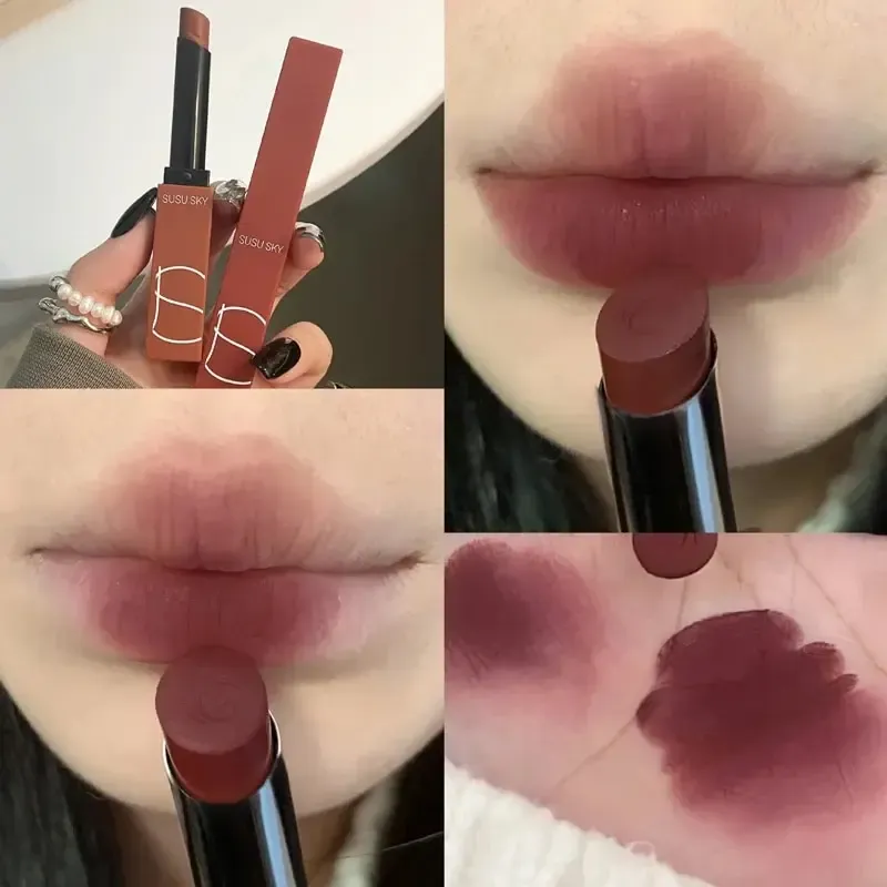 TX010 Thin Tube Matte Lipstick, wasserfest, schweißfest, langanhaltend, Make-up-resistent, doppelt verwendbar für Lippen und Wangen