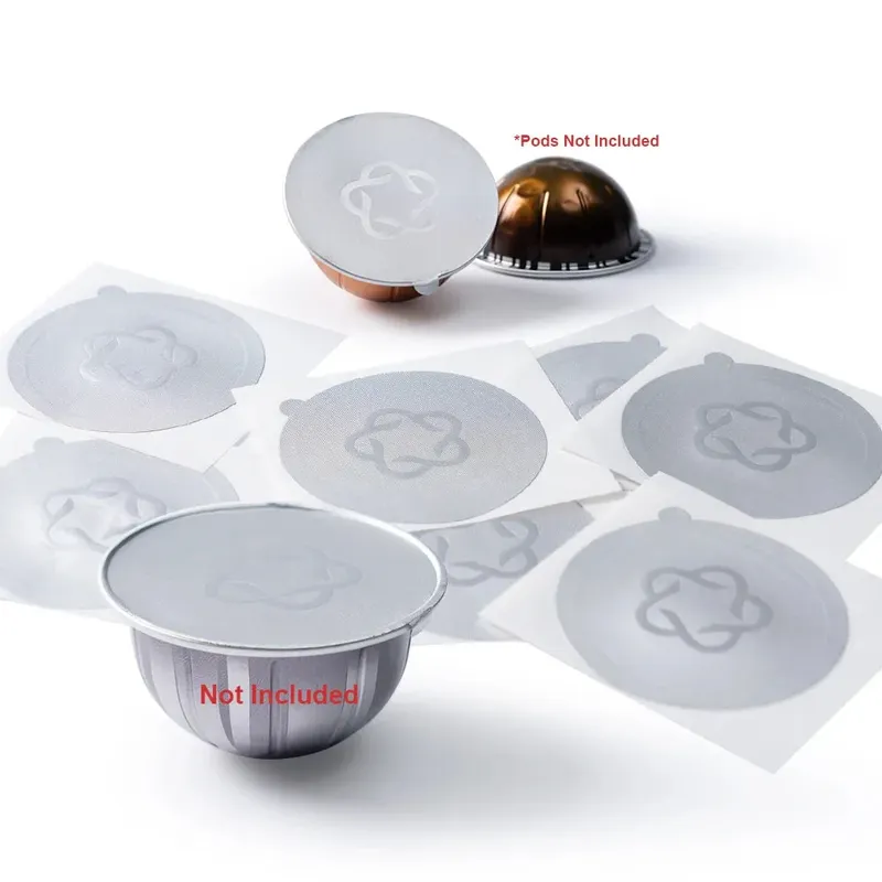 iCafilas Nachfüllbare Kapseln Pods Deckel Aluminiumfolien Aufkleber für Nespresso Vertuo Next Automatische Kaffee Cafe Maschine Maker
