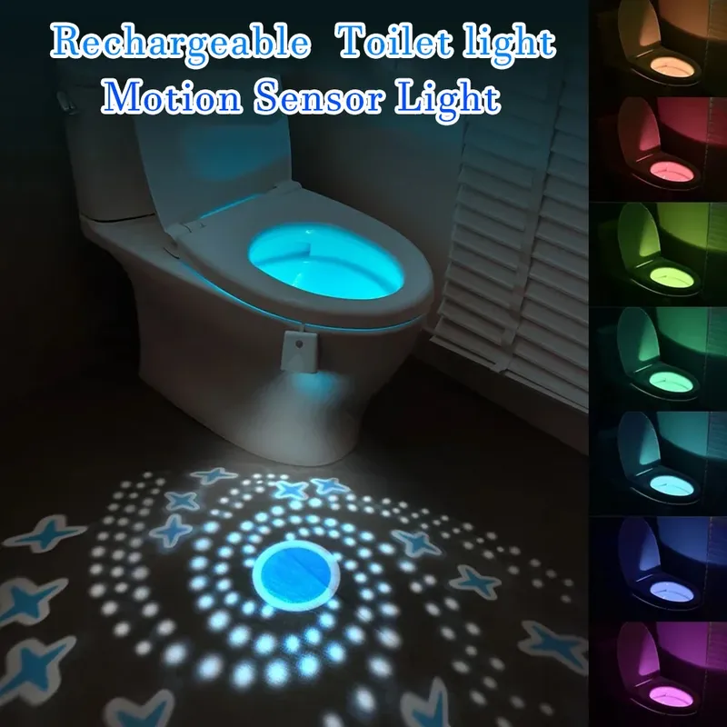 Wc Nachtlicht Motion Sensor Licht Wc LED Licht 7 Farbe Wiederaufladbare LED Nacht Lampe Für Badezimmer Waschraum Dekoration
