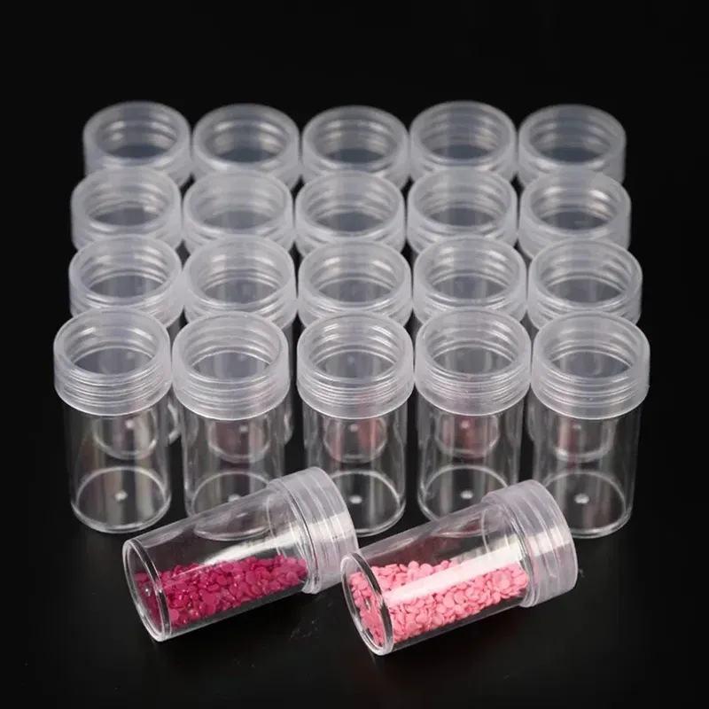 10/20/50/100 Pcs Diamant Malerei Kleine Runde Flasche Werkzeuge Transparente Lagerung Box Schmuck Diamant Container Zubehör