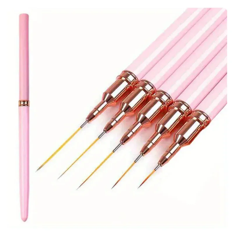 5 Teile/satz Nail art Liner Pinsel Set Längliche Linien Striping Zeichnung UV Gel Malerei Nagel Design Stift Professionelle Maniküre Werkzeug