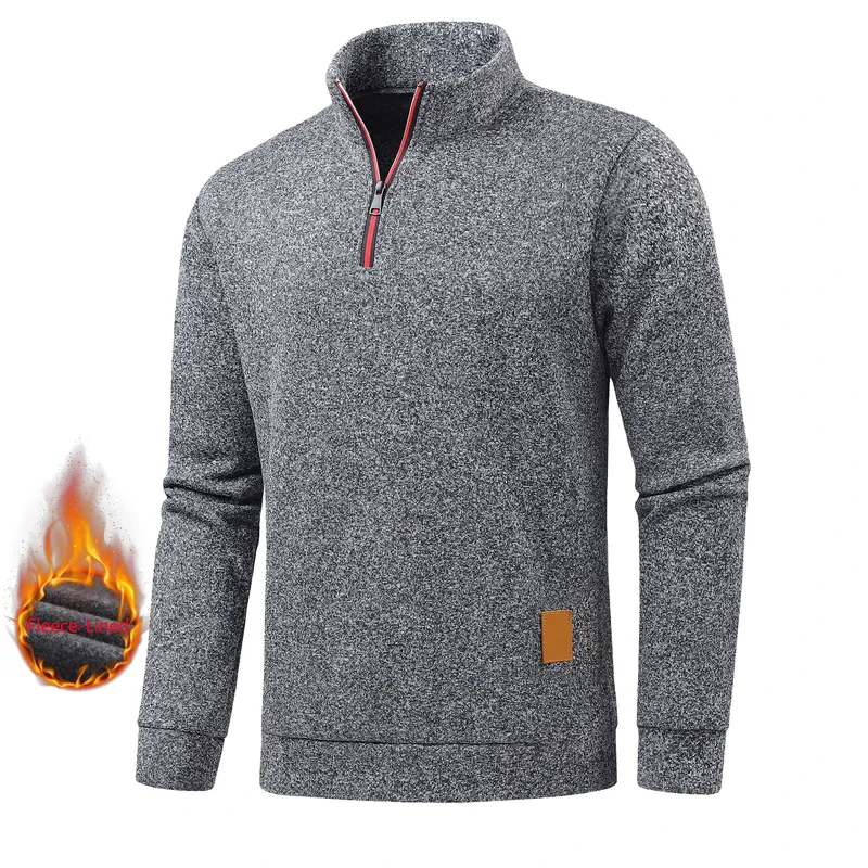 Herbstliche Herren-Sweatshirts mit halbem Reißverschluss, langärmelige einfarbige Pullover, Rollkragenpullover, Streetwear, warme Winterjacken, Sportmantel