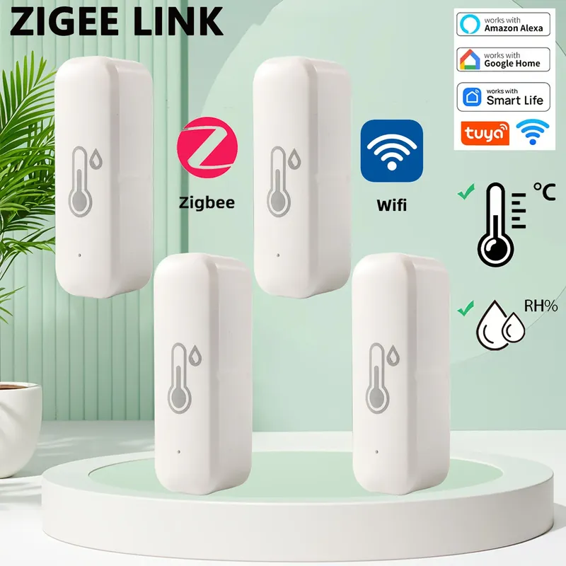 ZigBee 3,0 Smart Temperatur Und Feuchtigkeit Sensor Tuya WiFi Innen Hygrometer APP Monitor Echtzeit Updates APP Amart Home Alexa