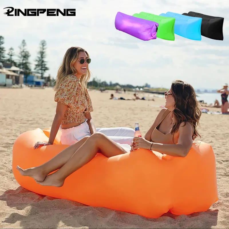 Einzelne Person Faul Aufblasbare Sofa Tragbare Outdoor Strand Luft Sofa Bett Klapp Camping Schlafsack für Komfortable Ruhe