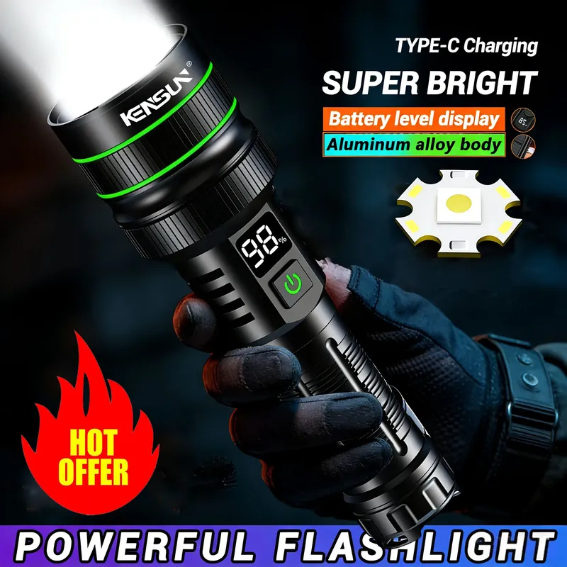 100000LM superhelle LED-Taschenlampe, wiederaufladbare Spotlight-Lampe, taktische Taschenlampe, wasserdichte Laterne für Notfälle im Freien