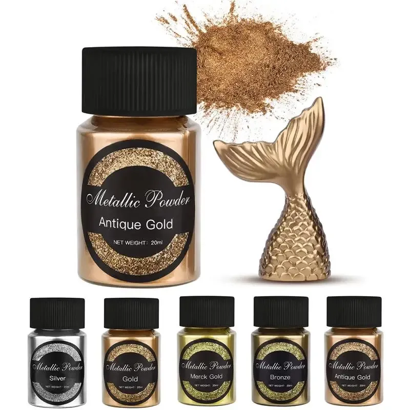20 ml schimmerndes Metallic-Gold-Silber-Farbpigment, Perlglanz-Farbstoff, Perlenpigment-Farbstoff, UV-Harz, Epoxid-Farbe, Schmuckherstellung