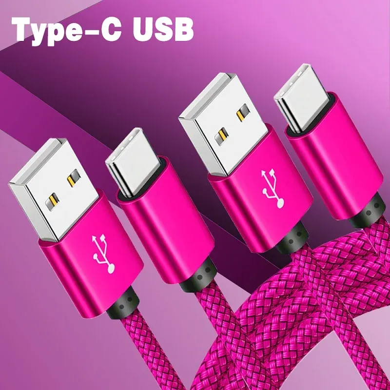 USB A zu Typ C Ladekabel Nylon Datenkabel Schnell Ladegerät Für Huawei Samsung Android Telefon Typ C Lade Telefon Zubehör