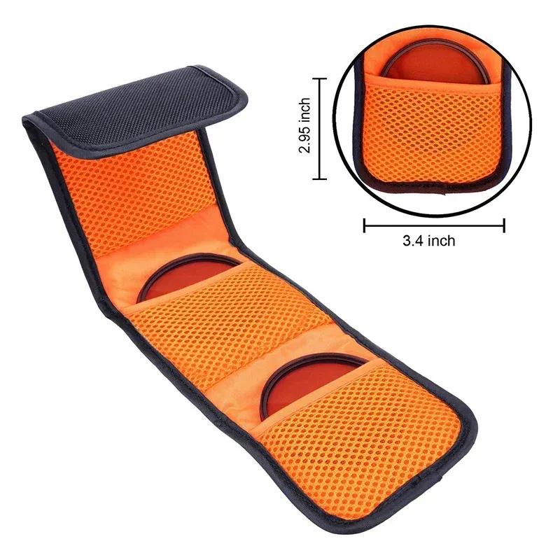 1 PC tragbare 3 Taschen Objektivfiltertasche Kameratasche für 82 mm ND UV Cpl Halter Brieftaschenetui