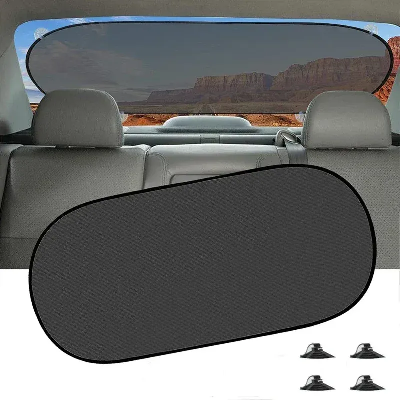 100 x 50 cm UV-Schutz, zusammenklappbarer Auto-Sonnenschutz für Heckscheibe – universelles Netzvisier mit Saugnäpfen, Sommer-Essential