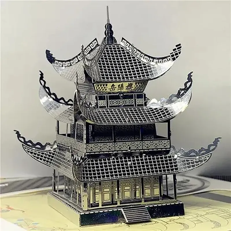 Yueyang Tower 3D Metall Puzzle Modellbausätze DIY Laser Cut Puzzles Puzzle Spielzeug für Kinder