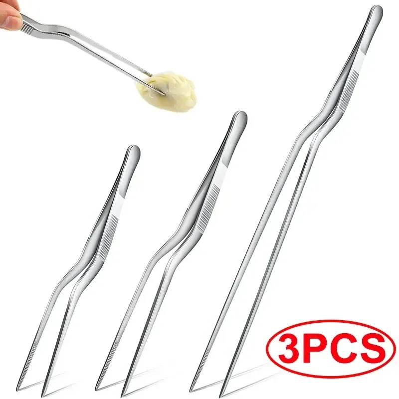 3/1 Stücke Küche Pinzette Utensil BBQ Pinzette Lebensmittel Clip Küche Bar Häuptling Tong Edelstahl Tragbare für Picknick Grill Kochen
