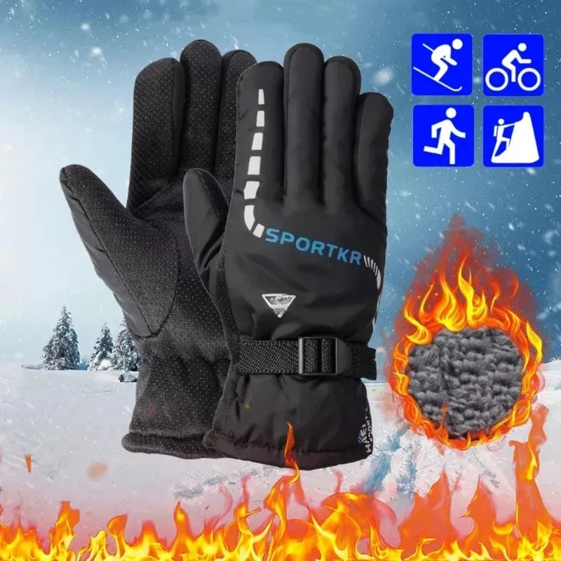 Winter-Fahrradhandschuhe - Wasserdicht und rutschfest - Für Outdoor-Sportarten - Motorradfahren - Warme Fahrradhandschuhe