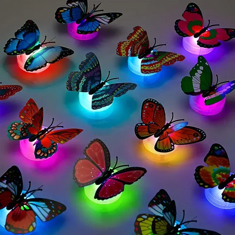 10 Stück 3D LED Schmetterling Nachtlichter Faux Schmetterling Glow Wandaufkleber Wanddekoration Urlaub Party Heimdekoration