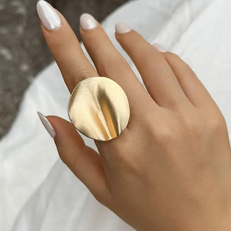 PuRui Einzigartige Unregelmäßige Große Manschette Ringe für Frauen Offene Matte Gold Farbe Finger Ringe Einstellbare Schmuck Punk Party Hochzeit Geschenke