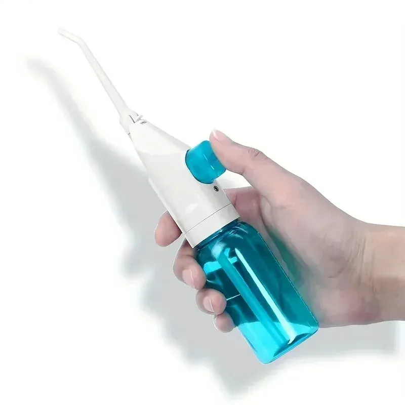 1 x elektrische Hochdruck-Wasserflosser – manueller Pulse Jet-Reiniger für Zähne und Zahnfleisch, tragbare Munddusche mit Tiefenreinigung