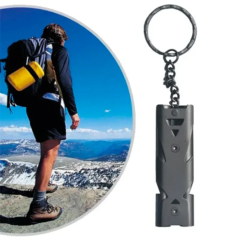 Notfall-Pfeifen-Doppelrohr-Pfeife, lebensrettender Notfall-SOS-Schlüsselanhänger, Pfeifen-Schlüsselanhänger für Überleben, Outdoor, Wandern, Camping