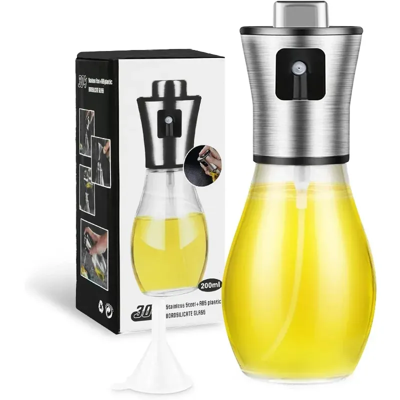 Ölsprühgerät zum Kochen, 200 ml Olivenöl-Sprühgerät Mister, Ölsprühflasche aus Edelstahl, tragbarer Ölspritzer, Küchenhelfer