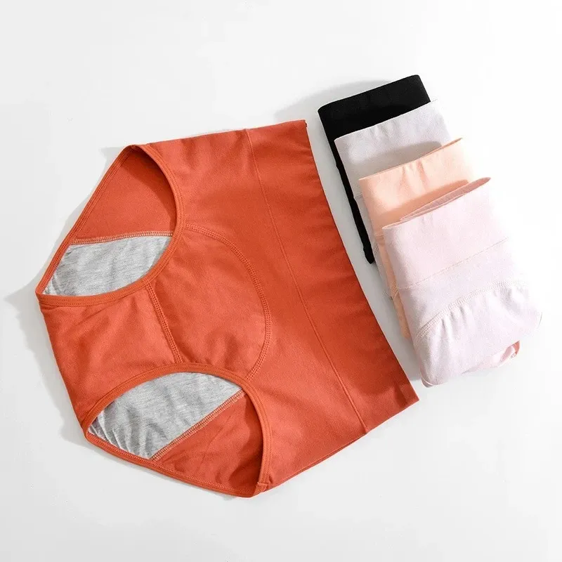 Baumwoll-Menstruationsunterwäsche, hochtaillierte Unterwäscheoveralls, Menstruationshosen, auslaufsichere Menstruationshosen (Bragas)