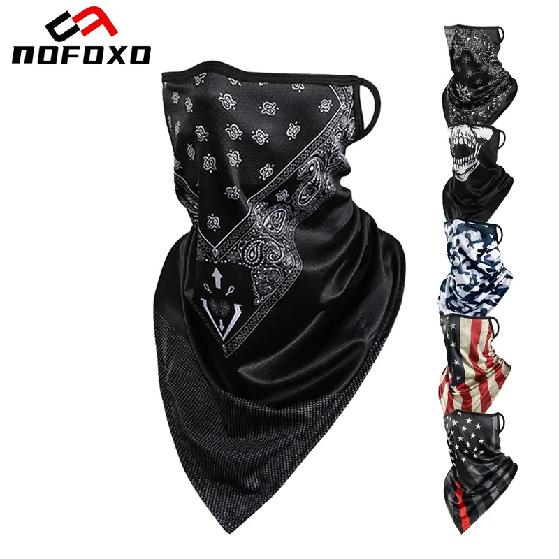 NOFOXO Kopftuch aus Eisseide, hängende Ohren, atmungsaktiv, schnell trocknend, dreieckiger Schal, Bandana für Outdoor-Radfahren, Angeln, Wandern