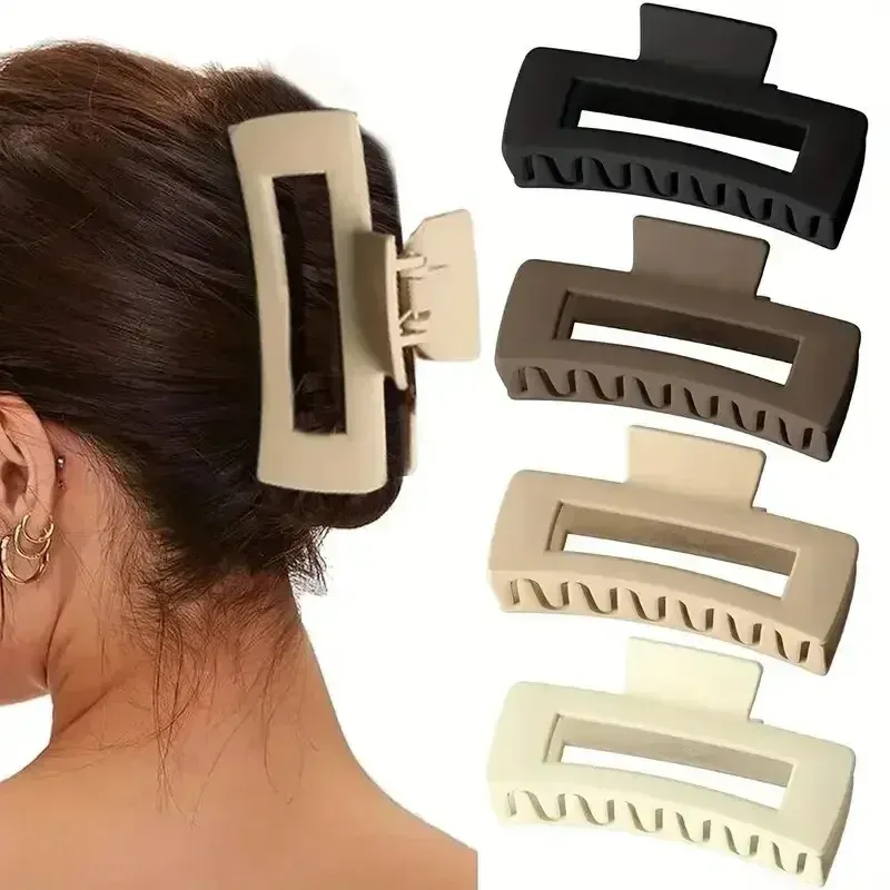 ‌ 4 Stück Haarklammern mit Haifischbacken |   Extra großer, rutschfester Halt für dickes Haar |   Einfarbiges Haarschmuck-Set, Pferdeschwanz-Werkzeuge
