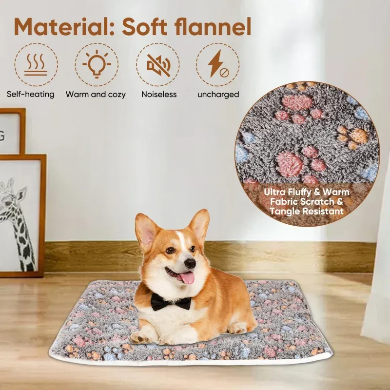 Flanell verdickte Hundebettmatte, weiche Haustier-Schlafmatte für Hunde und Katzen, warme Winterdecke für Haustiere