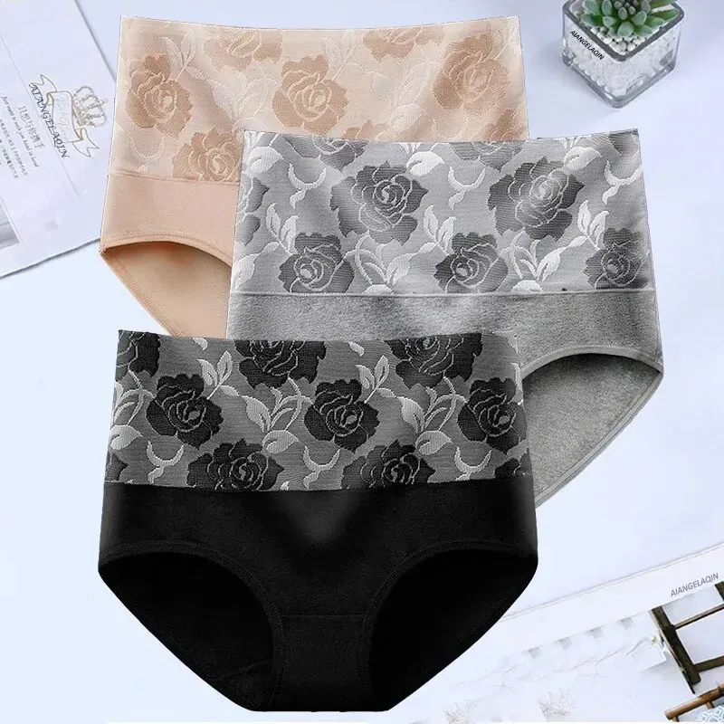 3Pcs Baumwolle Höschen für Frauen Unterwäsche Plus Größe Hohe Aufstieg Briefs Weibliche Sexy Wäsche Pantys Nahtlose Unterhose Mädchen L-5XL