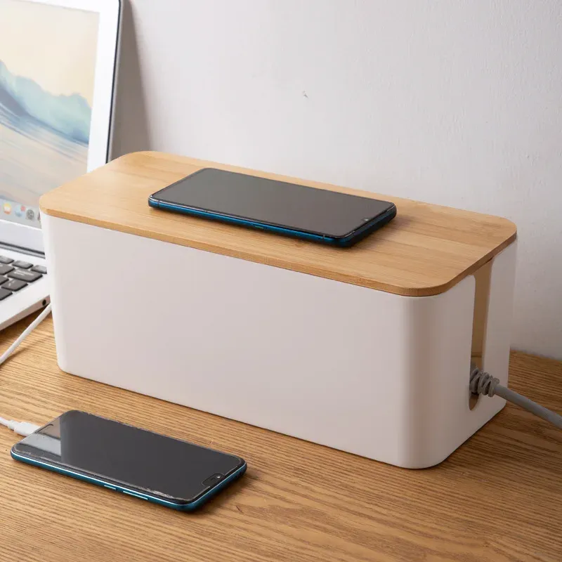Kabel Aufbewahrung sbox Holz Stromleitung Aufbewahrung koffer staub dichte Lade buchse Organizer Draht gehäuse Home Kabel wickler Organizer