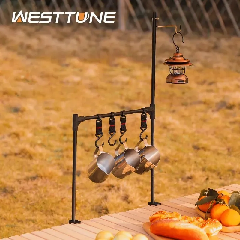Westtune Outdoor-Desktop-Lager regal Camping Geschirr Hänge gestell ultraleicht Aluminium legierung Regale Ständer mit Haken