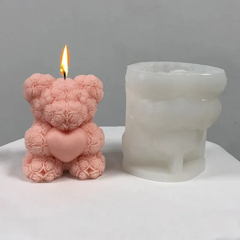3D Bär Umarmung Liebe Silikon Kerze Form Diy Nette Bär Haustier Kerze Machen Liefert Handgemachte Seife Gips Harz Form Wohnkultur geschenk
