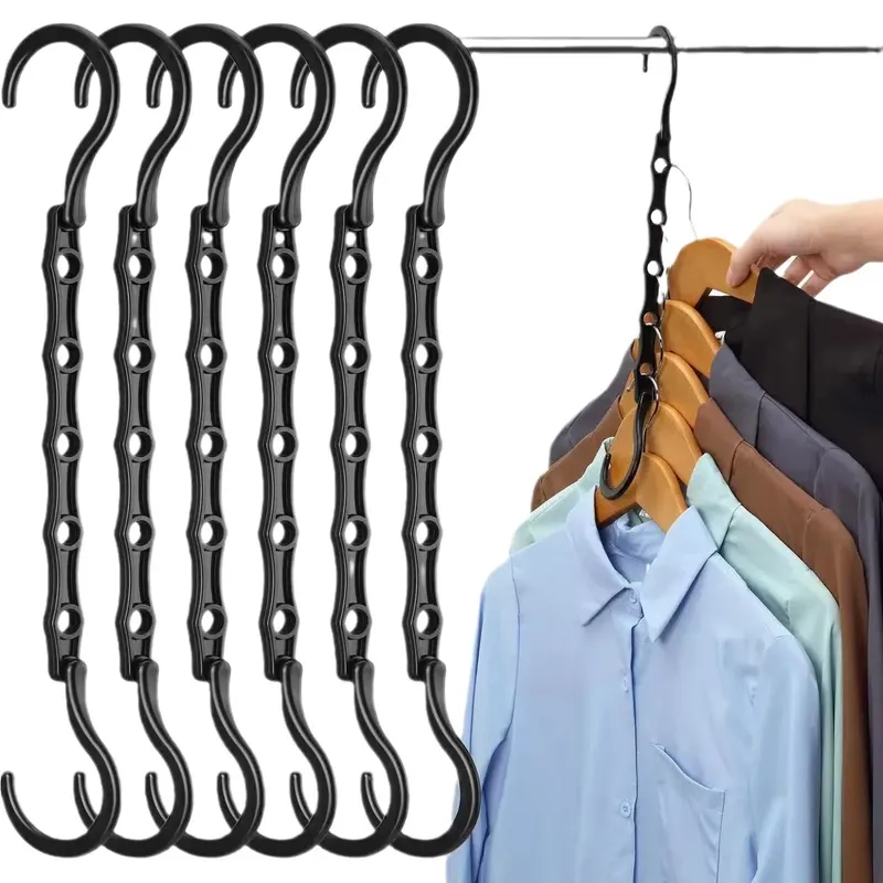 Platzsparende Aufbewahrungsbügel Multifunktionale Plastik-Kleiderständer Drehbare Organizer-Bügel 5-Loch Magischer Schrank-Organizer