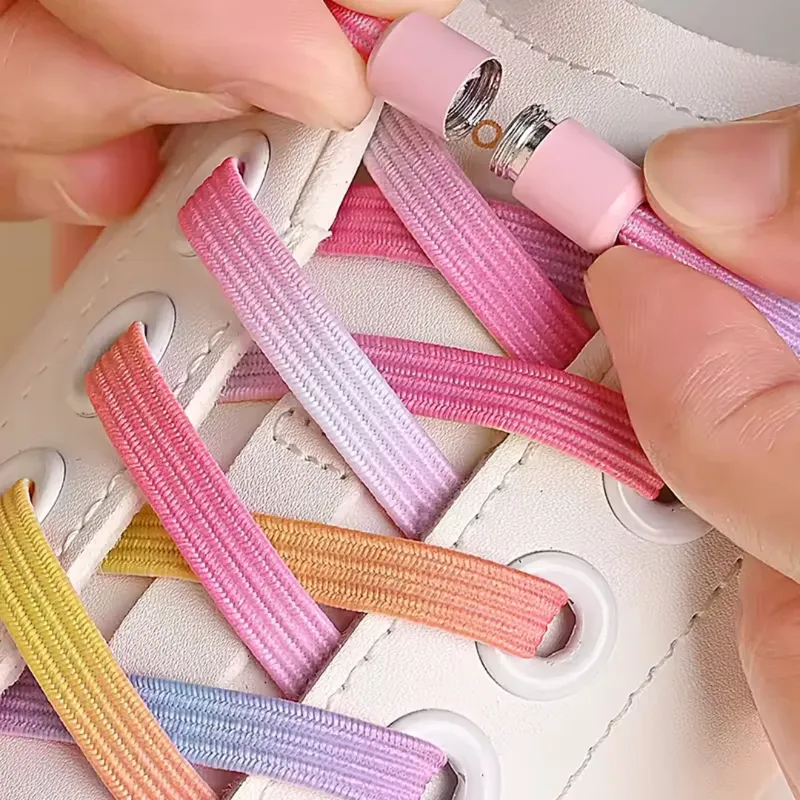Schnürsenkel ohne Krawatte, bunte Schnalle, Schnürsenkel, Perlenlicht, bunt, modisch, ohne Krawatten, elastische Schnürsenkel, Sneaker, Kinder und Erwachsene, verbreitert