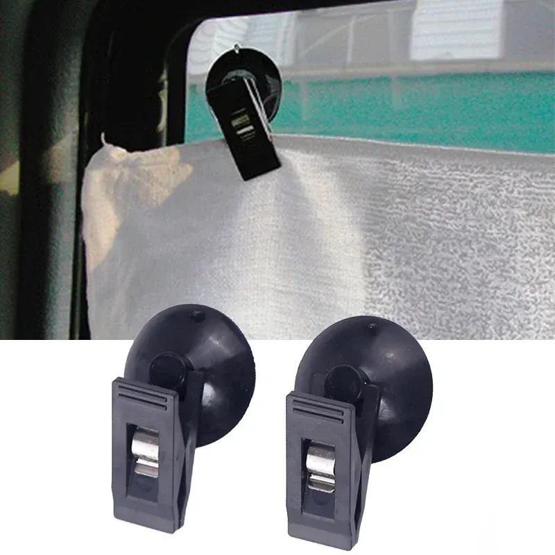 1 paar Auto Innen Fenster Clip Halterung Schwarz Saug Kappe Clip Kunststoff Sucker Abnehmbare Halter Für Sonnenschirm Vorhang Handtuch Ticket