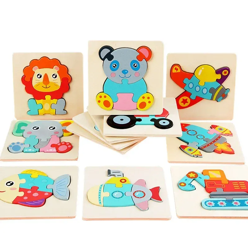 Holz Puzzle Montessori Tiere Karton Bunte Lernen Bildung Spielzeug Tangram Jigzaw Kognitive Holz Für Kinder Kinder Geschenk