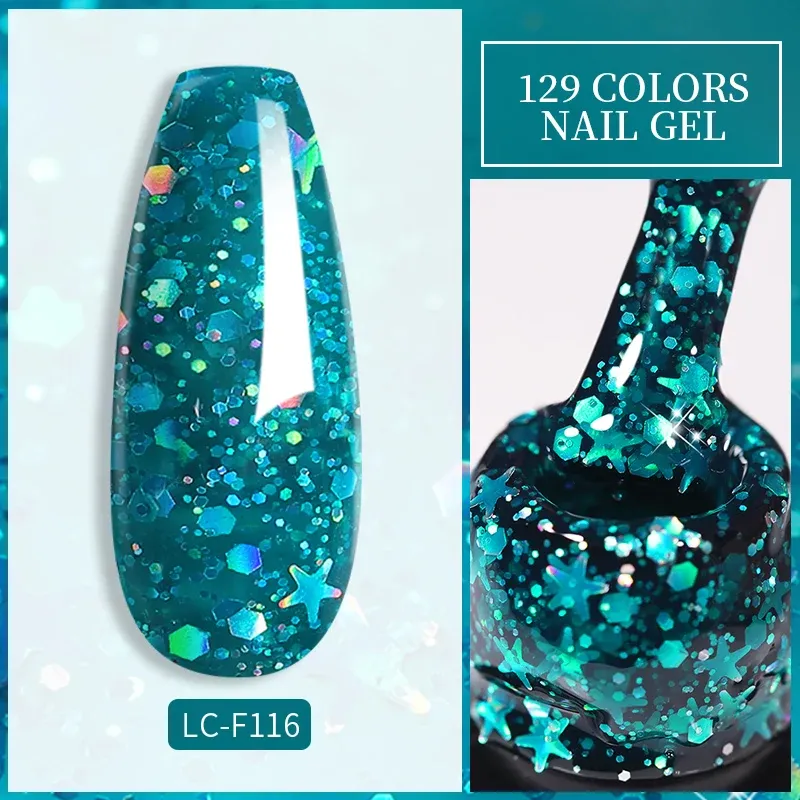 LILYCUTE Glitter Pailletten Gel Nagellack Glänzende Frühling Sommer Farbe Semi Permanent UV Gel Soak Off Für Maniküre Nail art Lack
