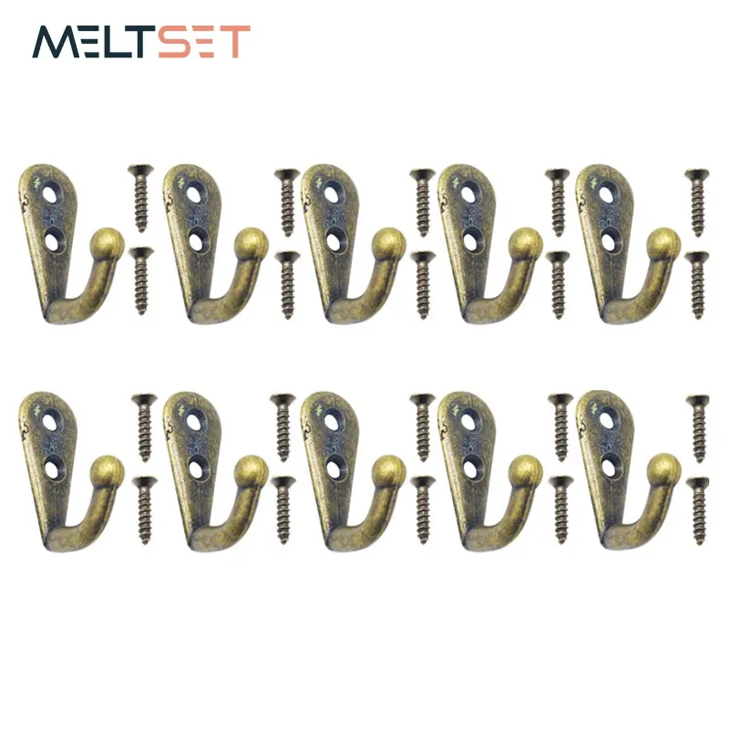 10 teile/los Vintage Wand Montiert Einzelne Zinke Haken Retro Mini Größe Bronze Kleiderbügel für Kleidung Schlüssel Hut Handtuch Robe Badezimmer Haken
