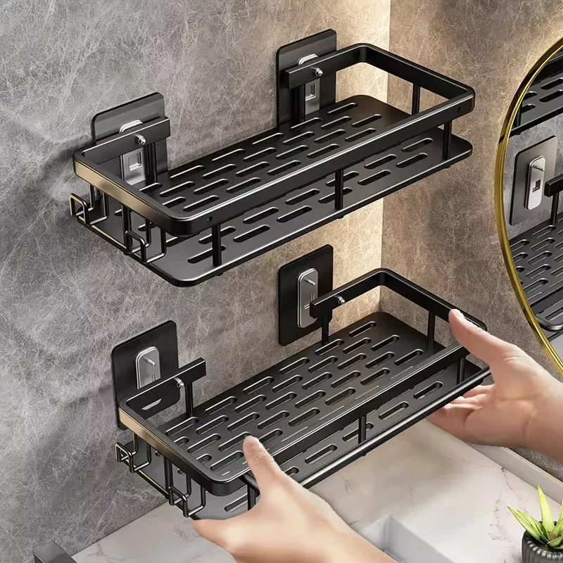 An der Wand montierter Dusch-Shampoo-Rack, Badezimmer-Rack, Handtuchhalter, diamantfreier Ständer, Stativ, Wandbehang, Eck, rechteckiger Ständer
