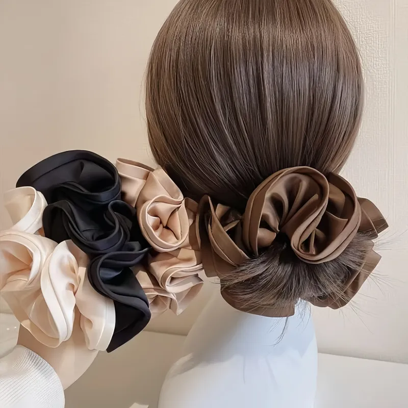 Koreanische Große Haar Krawatte Band Scrunchies Satin Elastische Haarband Bogen Frauen Einfache Temperament Neue Stil Pferdeschwanz Haar Zubehör