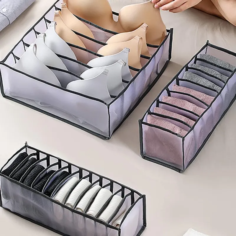 1 Stück – Schrank-Organizer für Socken, Zuhause, getrennte Unterwäsche-Aufbewahrungsbox, 7/9/11 Gitter, Jeans-BH-Organizer, faltbarer Schubladen-Organizer