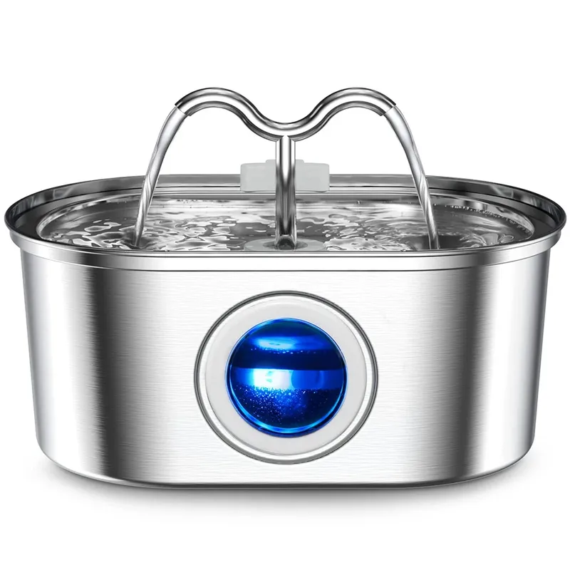108 unzen/3,2 L Katze Wasser Edelstahl Haustiere Spender Mit LED Licht Stille Pumpe Automatische Brunnen Für Katze hund Trinken Schüssel